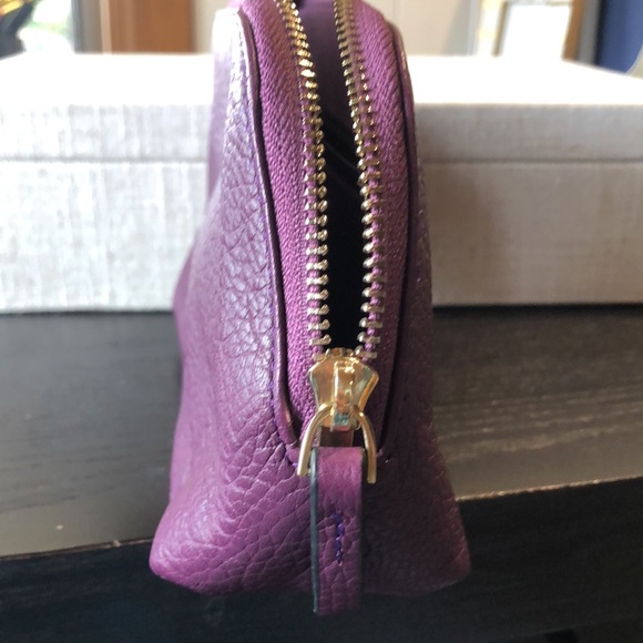 Londo purple leather pouch for make up or checkbook small insert or clutch 10x6 - Picture 3 of 6